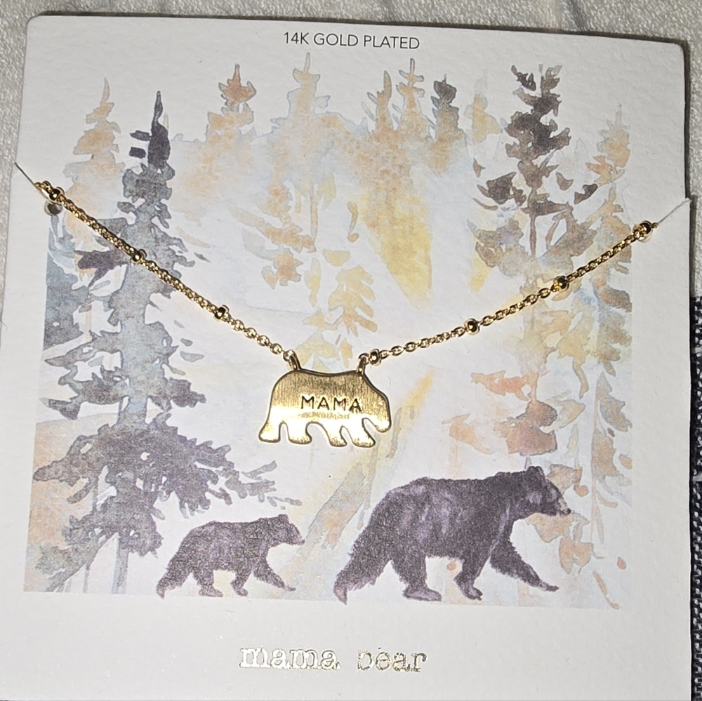 Francesca's Gold Mama Bear Pendant Necklace